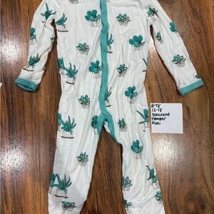 Kyte BABY Succulent Print Footie - White and Green